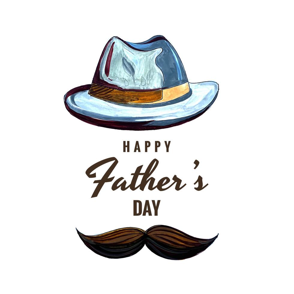 glücklicher Vatertagsentwurf mit Hut und Schnurrbart vektor