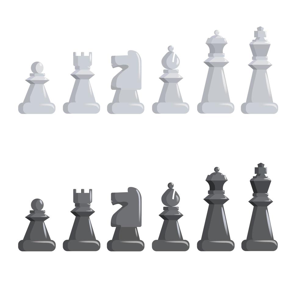 Satz schwarz-weiße Schachfiguren vektor
