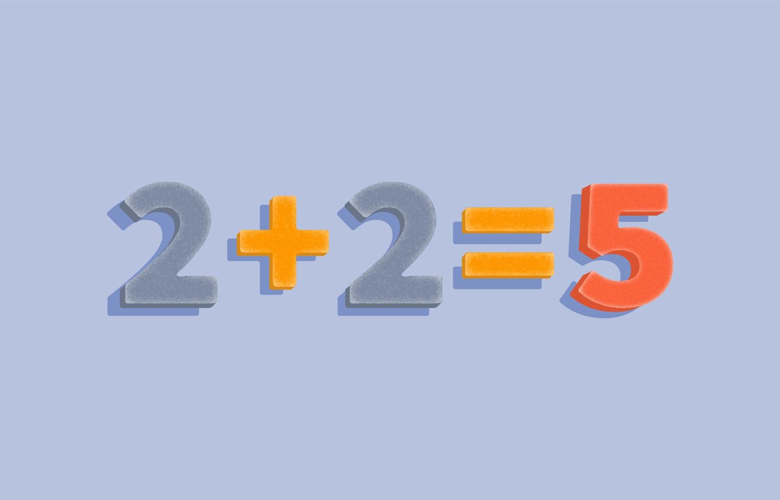 två plus två är lika med fem felaktiga eleganta nummerdesign vektor