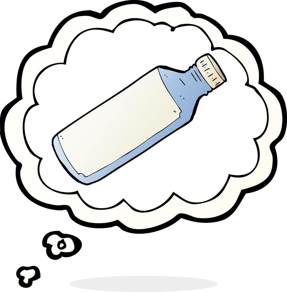 Cartoon-Wasserflasche mit Gedankenblase vektor
