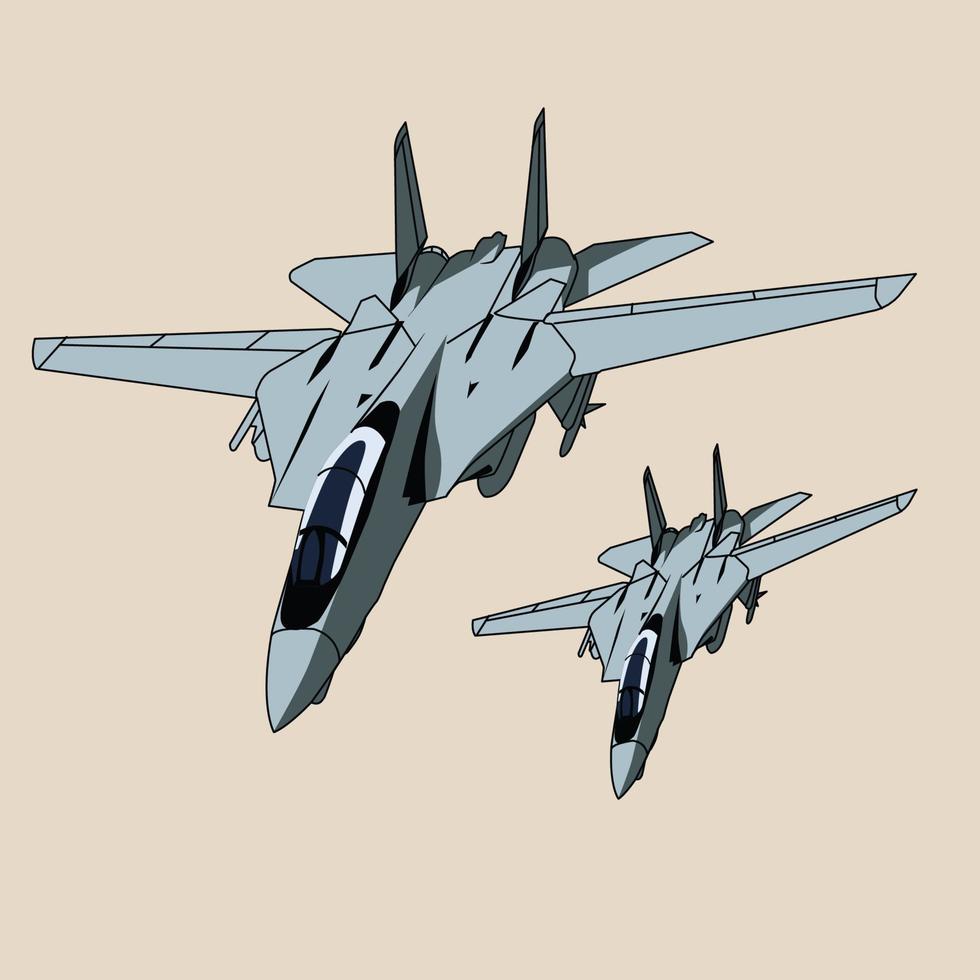 två f14 jet kämpe flygande bildning vektor design