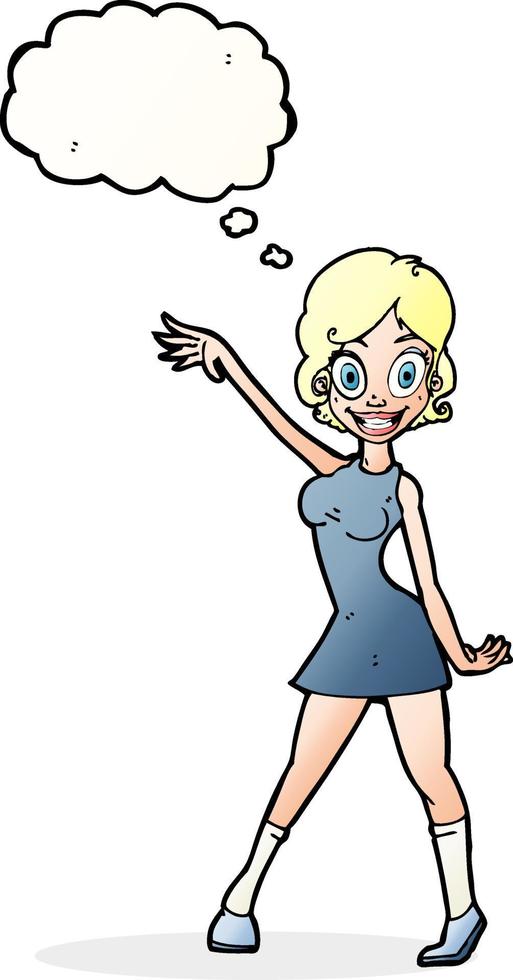 Cartoon-Partygirl mit Gedankenblase vektor