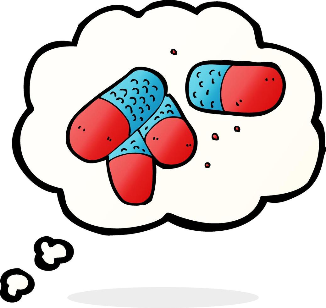 tecknad serie smärtstillande medicin med trodde bubbla vektor