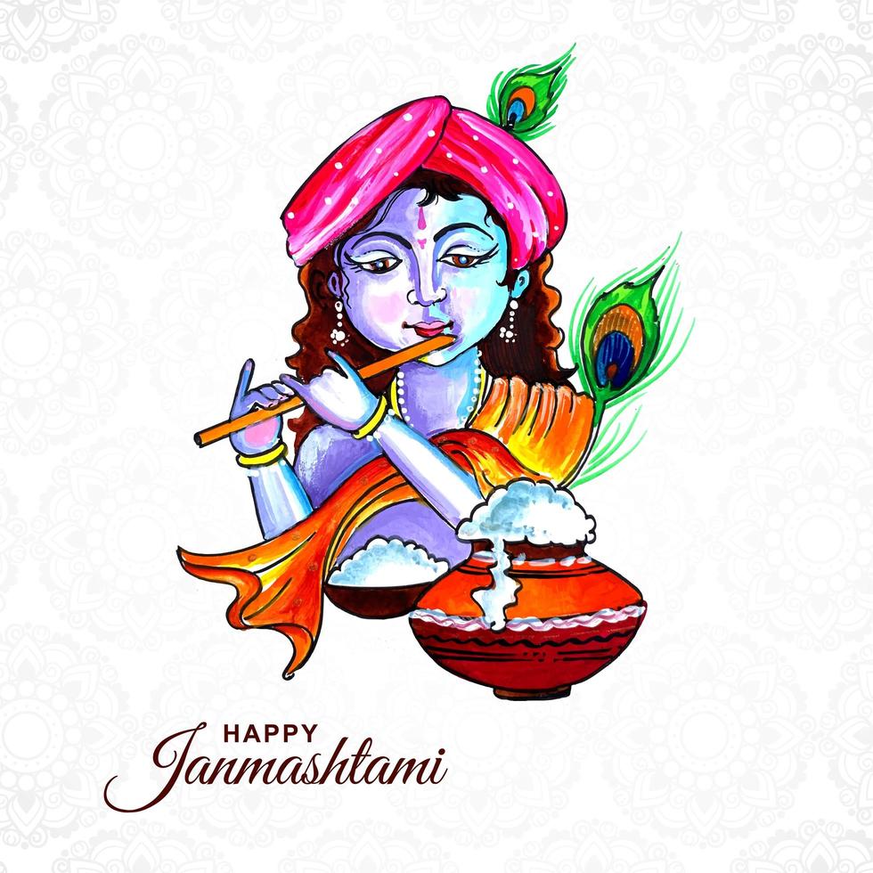 hinduisk festival för janmashtami firande kort vektor