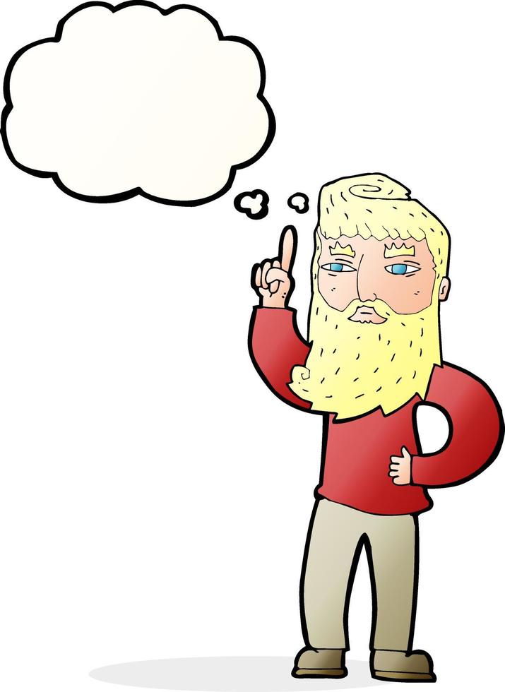 Cartoon-Mann mit Idee mit Gedankenblase vektor