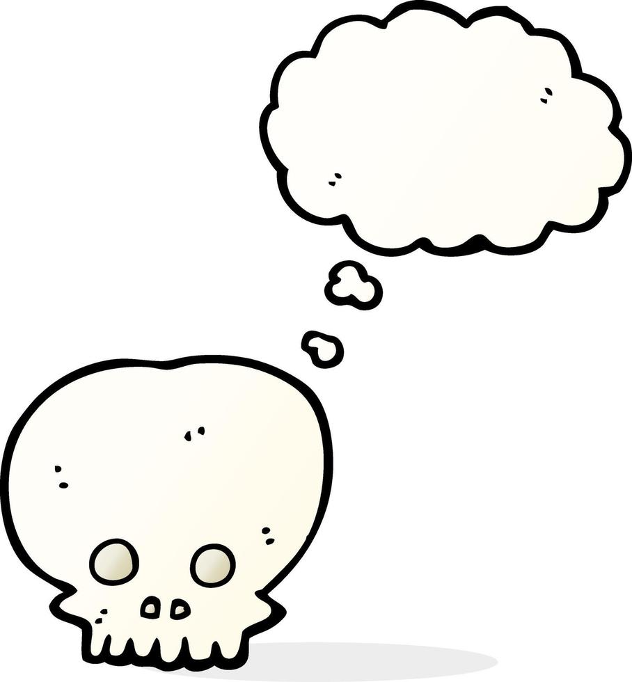 tecknad serie läskigt skalle symbol med trodde bubbla vektor