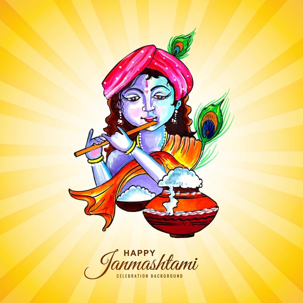 glad krishna janmashtami festival kort vektor