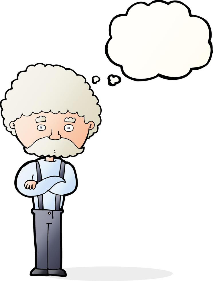 Cartoon alter Mann mit Gedankenblase vektor