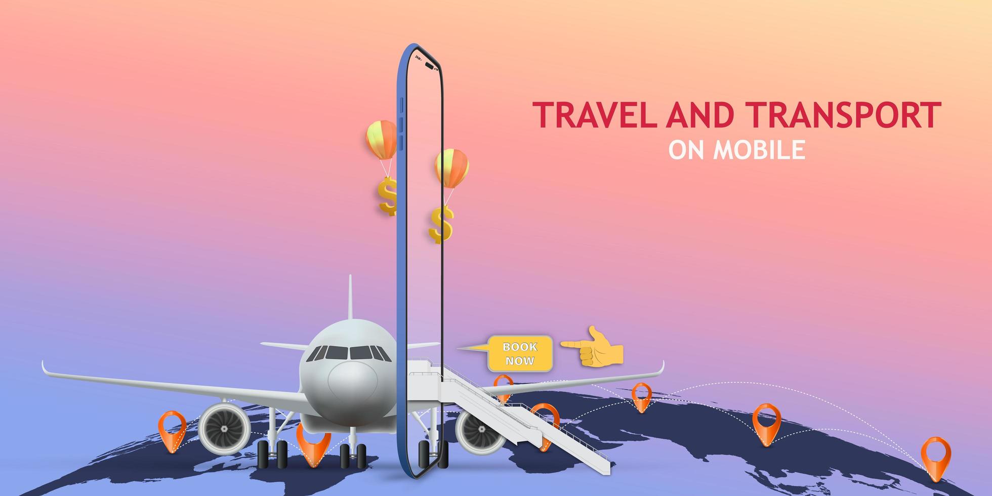 mobile Anwendung für Reisen und Transport vektor