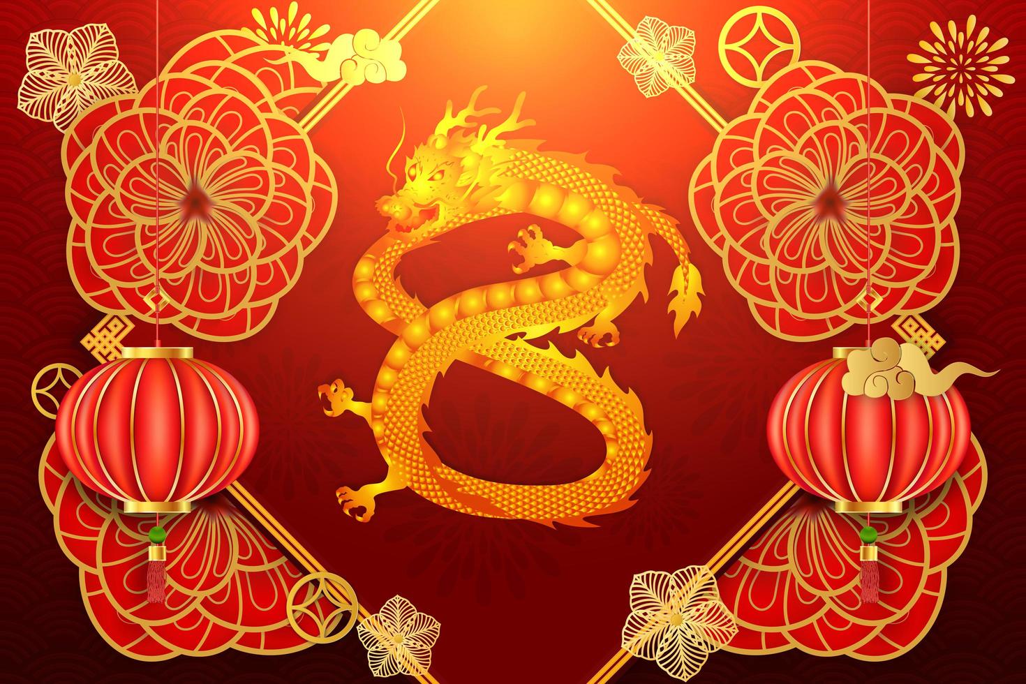 chinesisches Neujahrsdesign mit Nummer 8 Drachen vektor