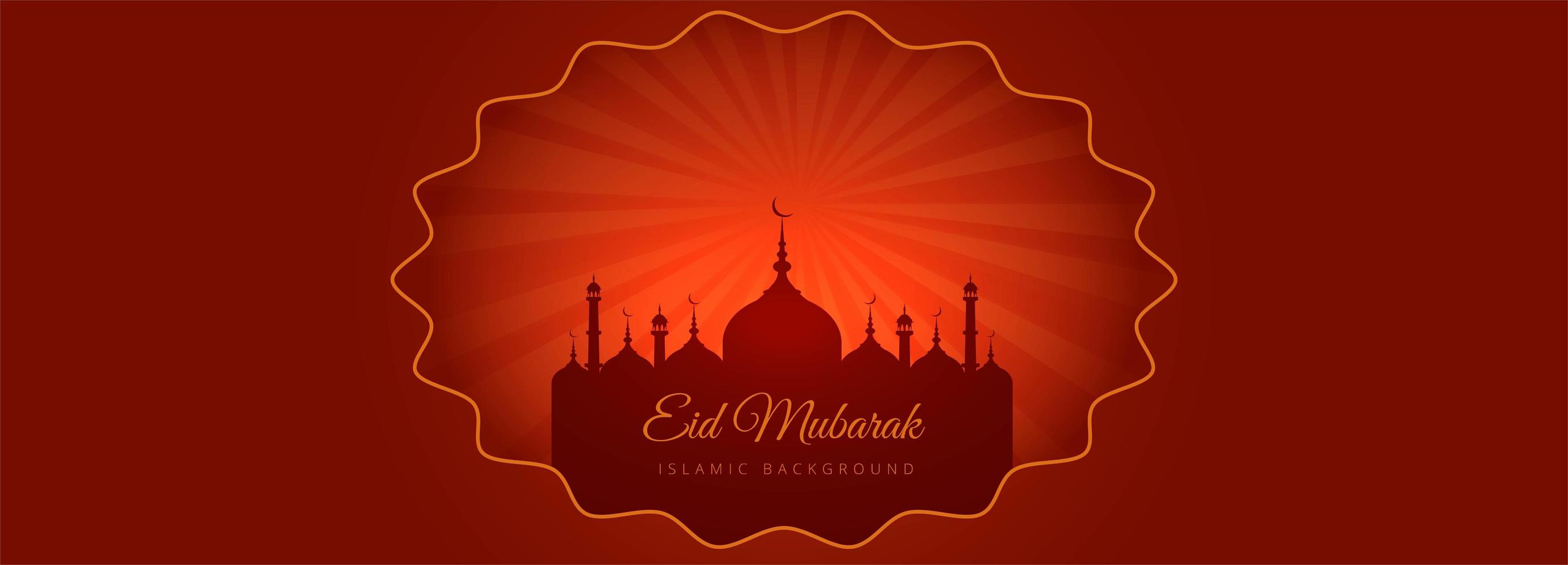 elegant röd banner för eid mubarak-kort vektor