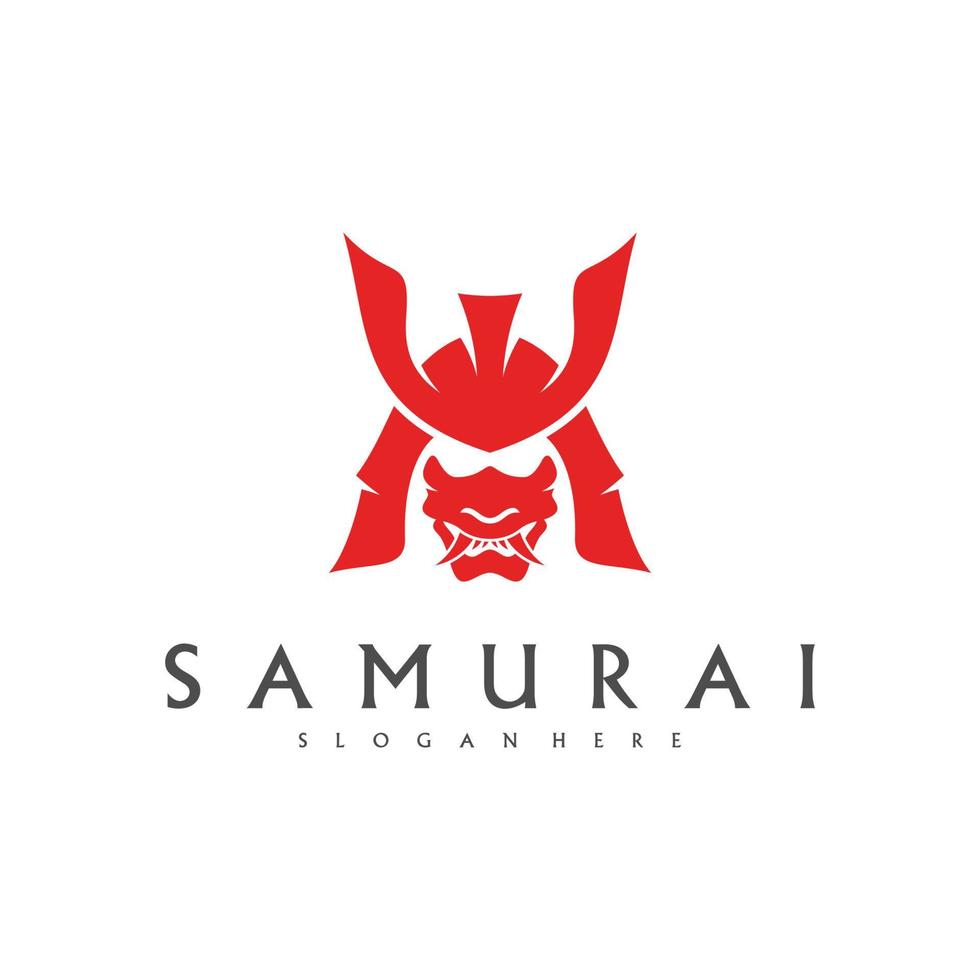 samuraj huvud logotyp design vektor. samuraj krigare logotyp mall vektor