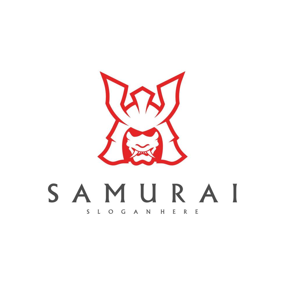 Samurai-Kopf-Logo-Design-Vektor. Samurai-Krieger-Logo-Vorlage vektor