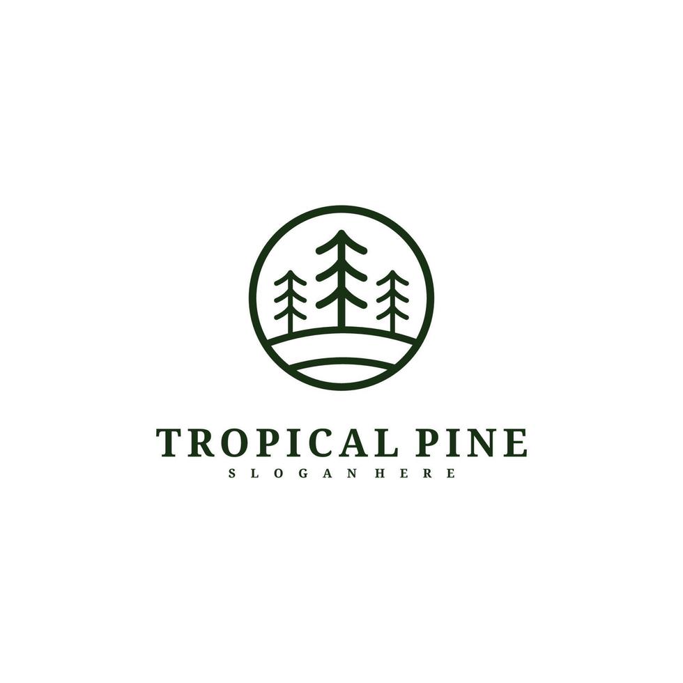 tall träd logotyp design vektor mall, tropisk skog logotyp begrepp illustration.