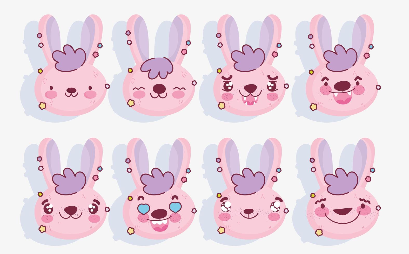 rosa Kaninchen Emoji Packung vektor