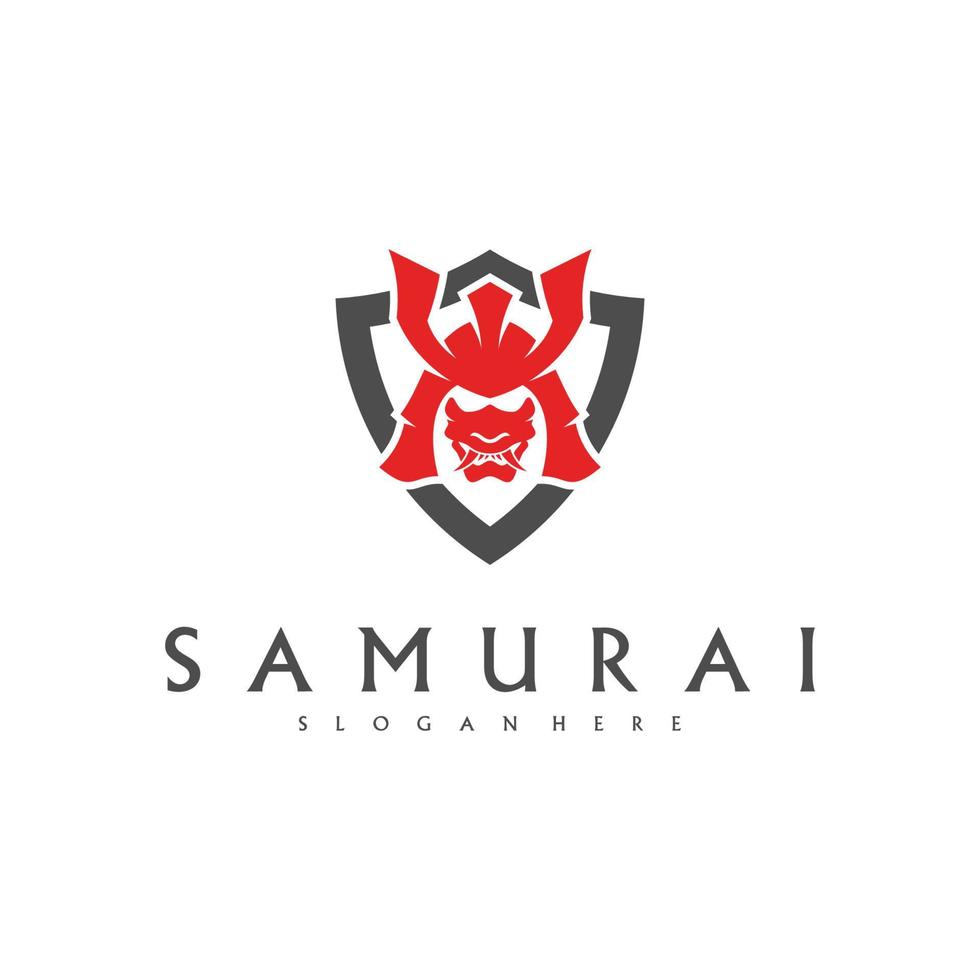 samuraj huvud logotyp design vektor. samuraj krigare logotyp mall vektor