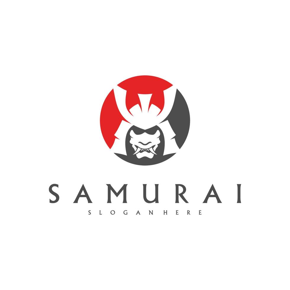 samuraj huvud logotyp design vektor. samuraj krigare logotyp mall vektor