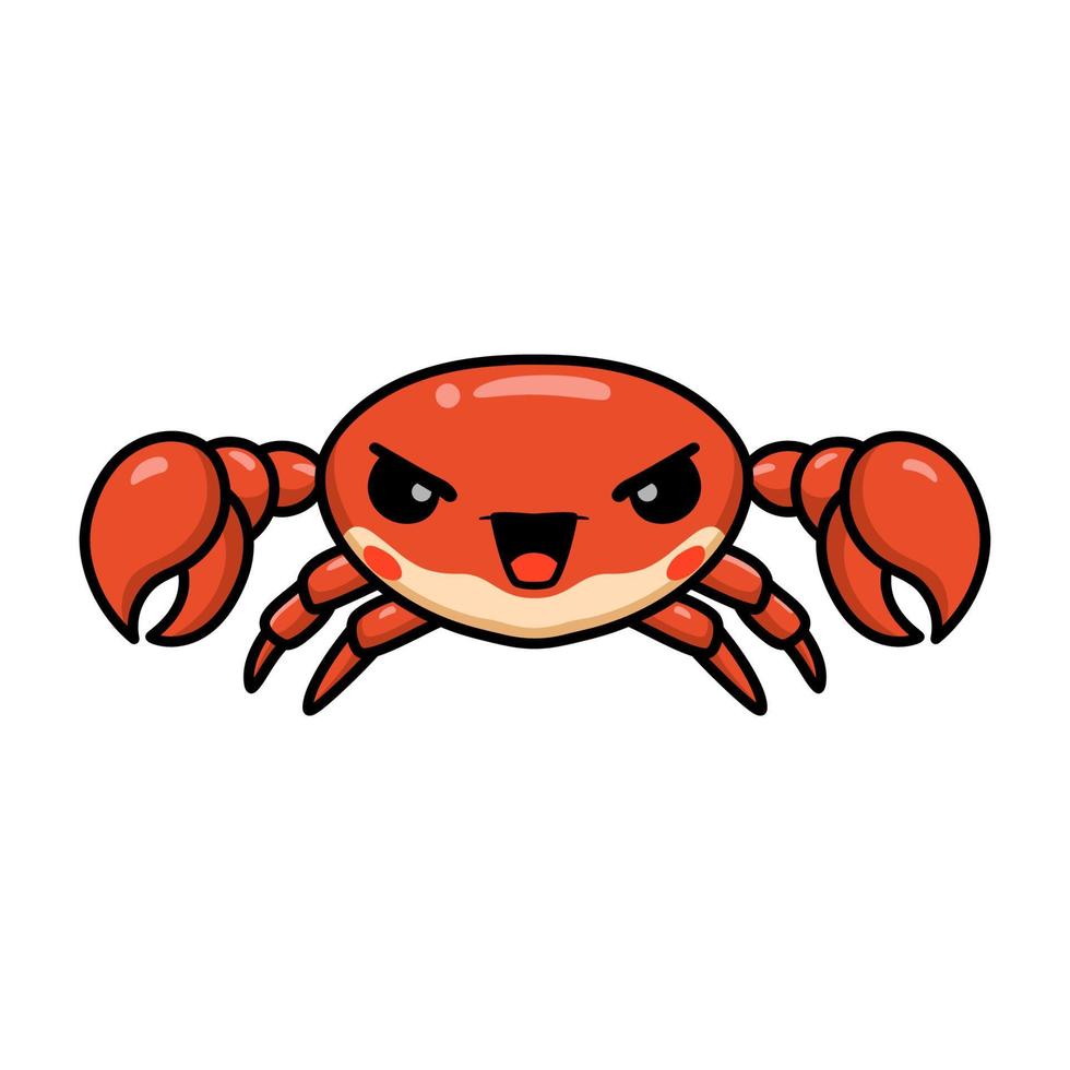 söt arg liten orange krabba tecknad serie vektor
