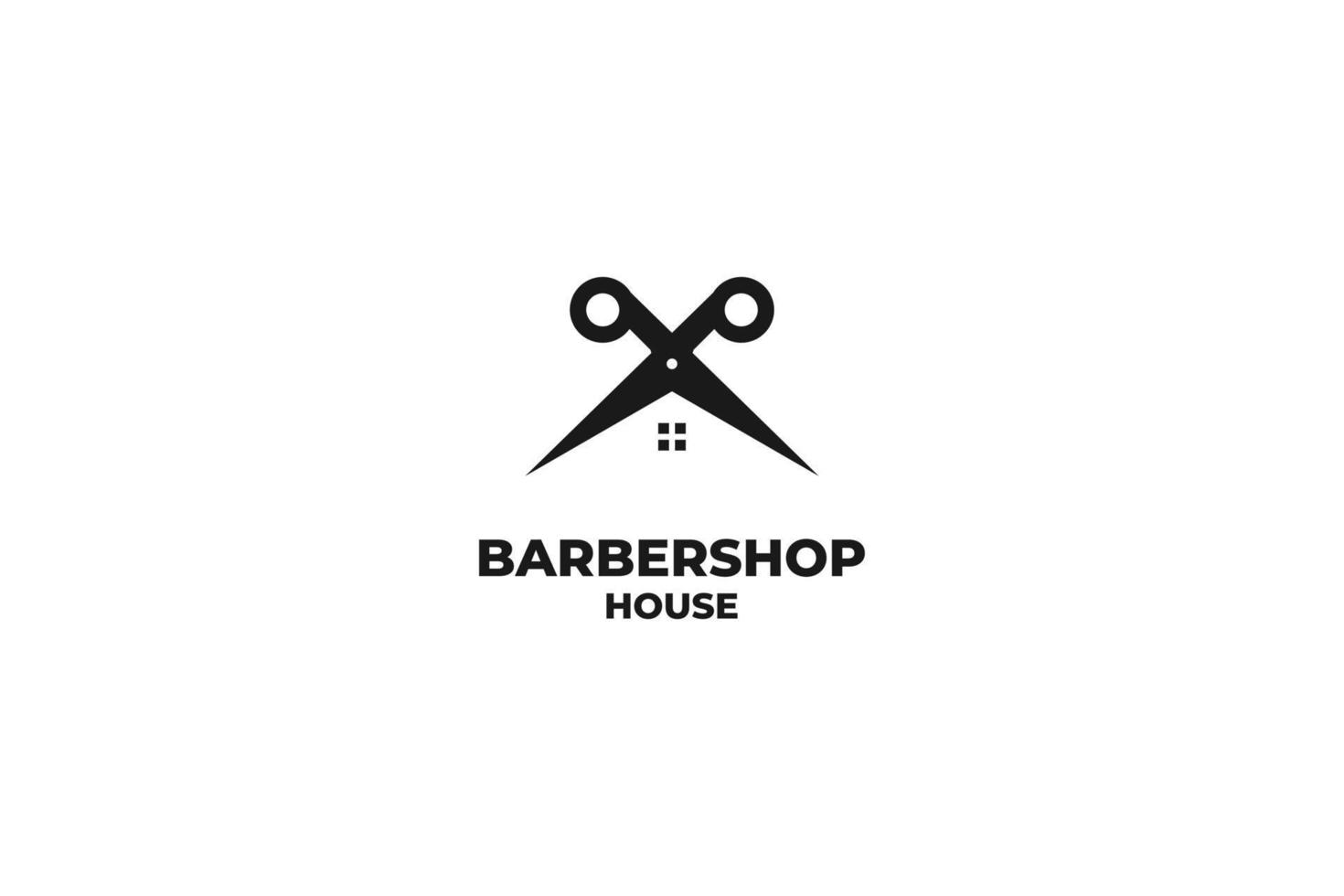 platt verktyg barberare hus logotyp design vektor illustration