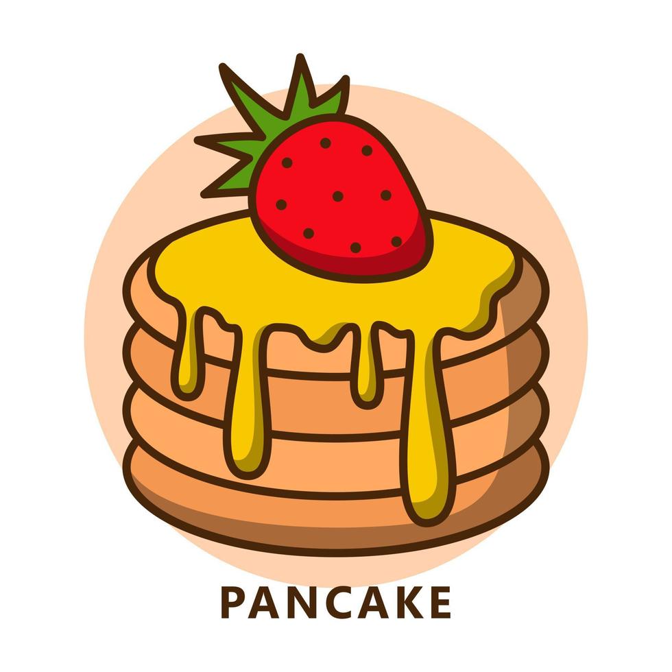 Pfannkuchenillustrationskarikatur. Logo für Essen und Trinken. Süßes Dessert-Symbol vektor