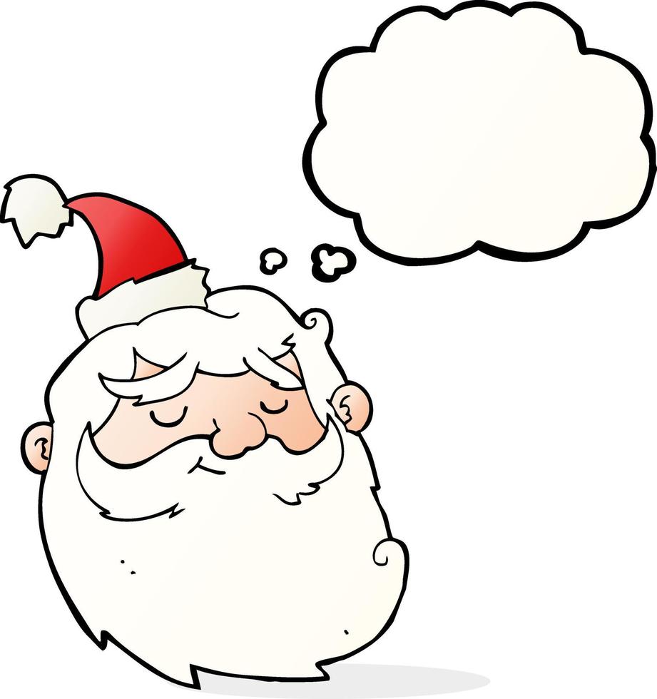 Cartoon-Weihnachtsmann-Gesicht mit Gedankenblase vektor