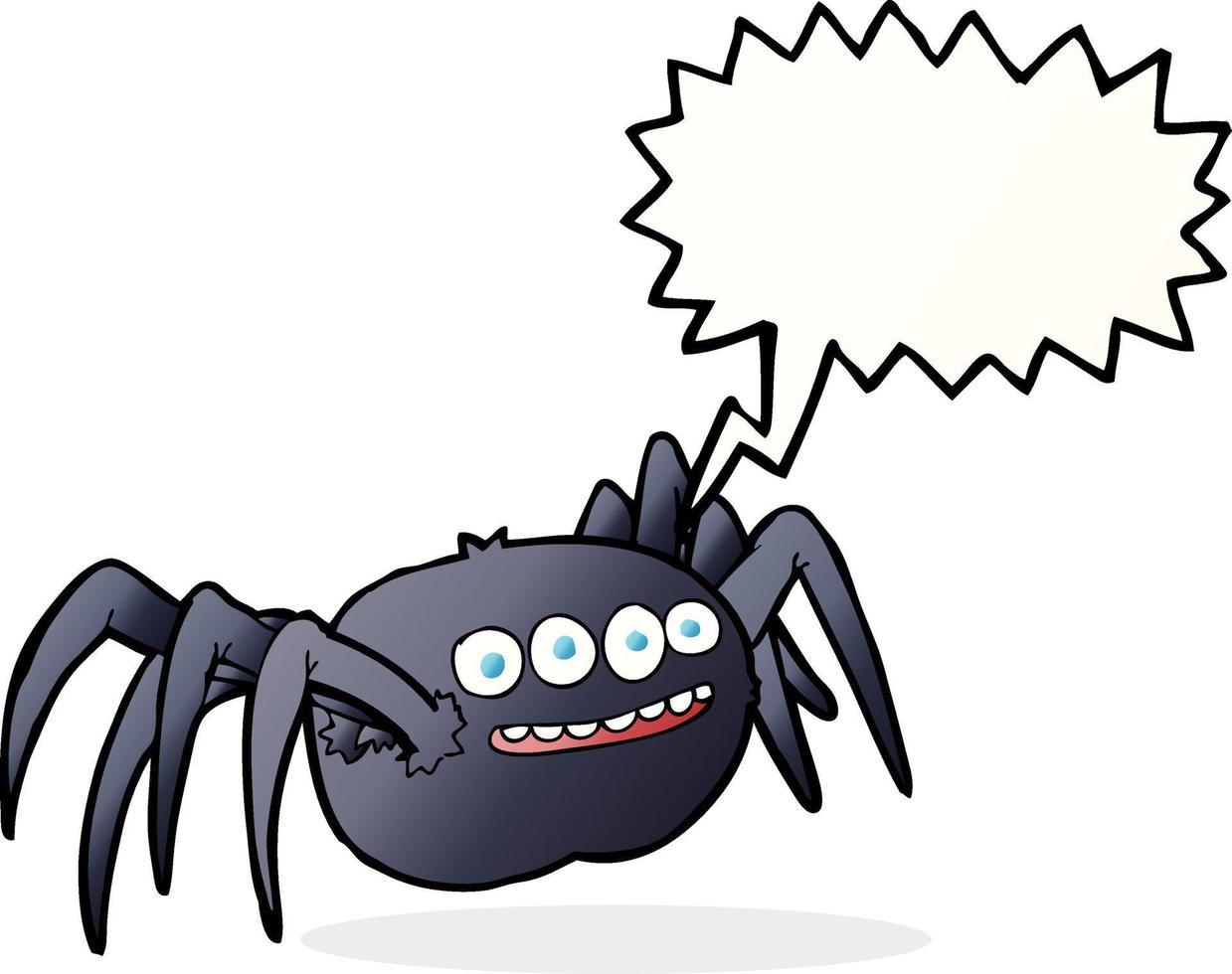 tecknad serie läskigt Spindel med Tal bubbla vektor