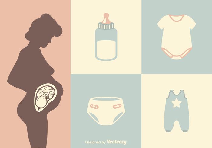 Schwangere Mom Vektor Icons