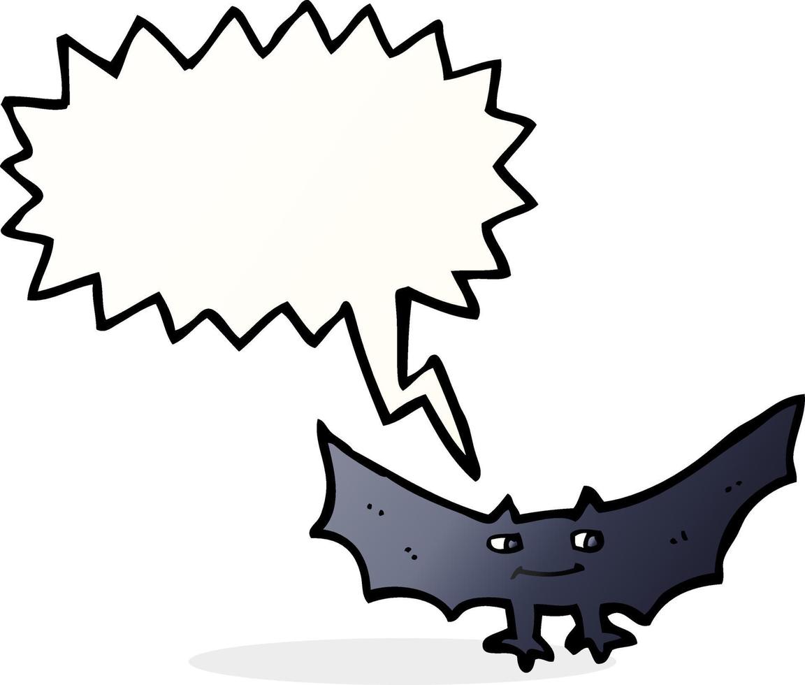 Cartoon gruselige Vampirfledermaus mit Sprechblase vektor