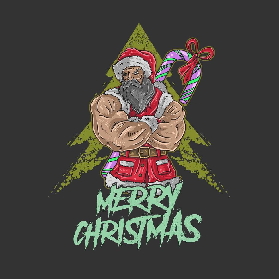 Weihnachtsmann mit großen Muskeln vektor