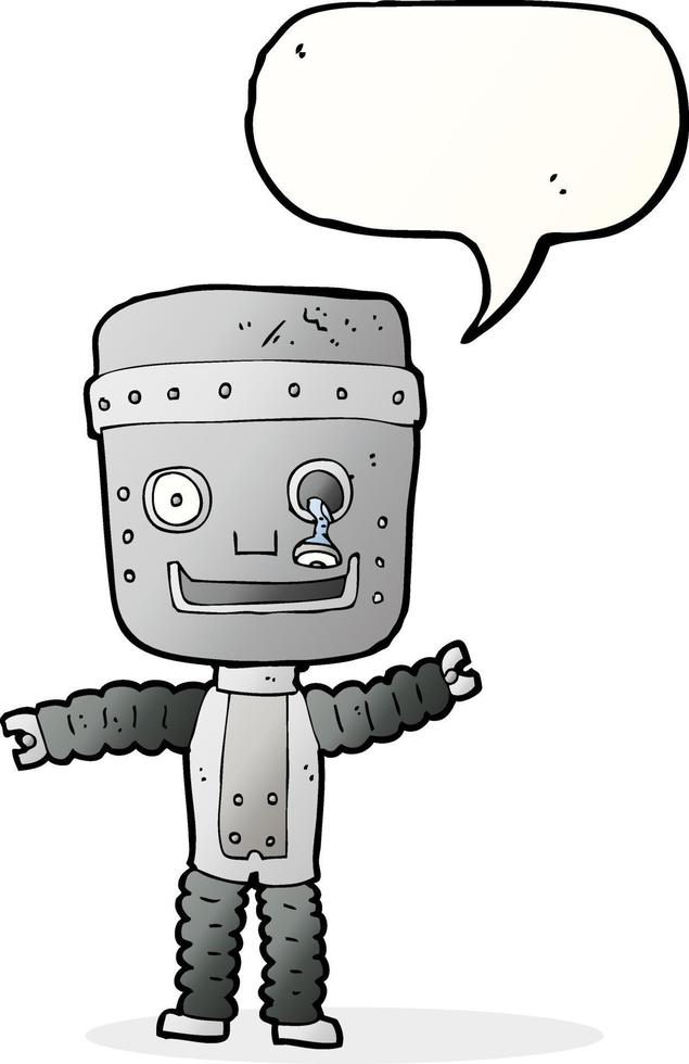 tecknad serie rolig robot med Tal bubbla vektor