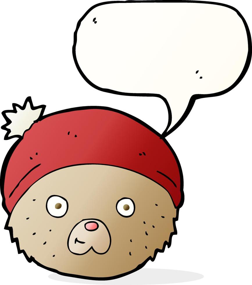 tecknad serie teddy Björn ansikte med Tal bubbla vektor