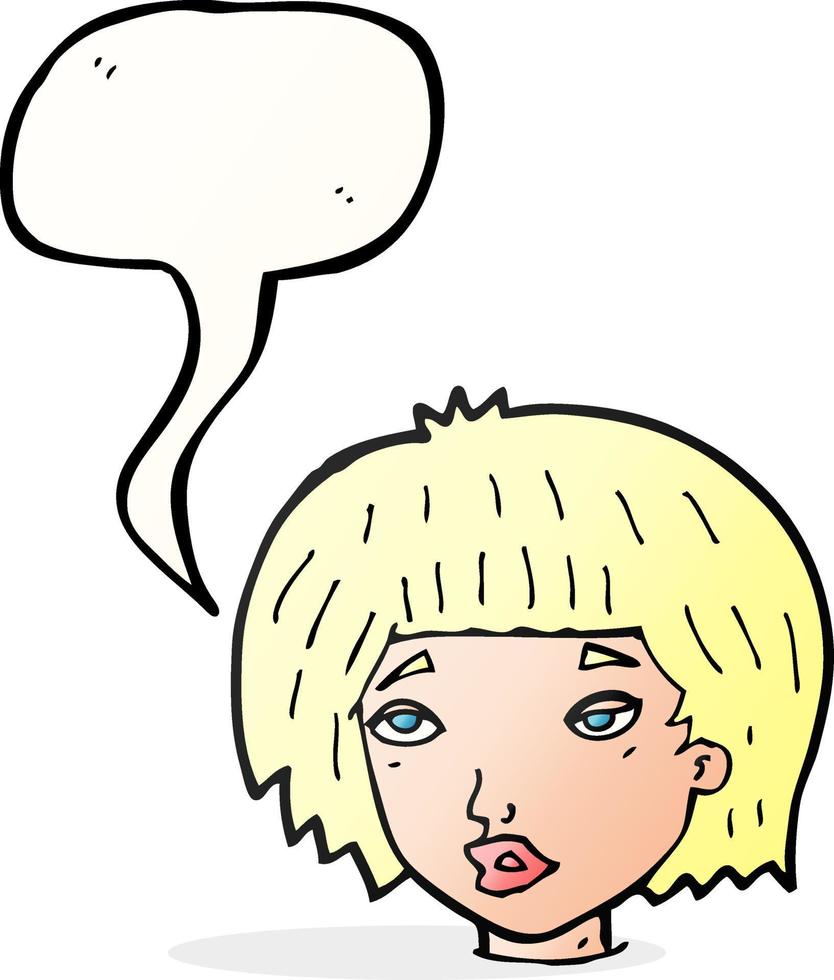 tecknad serie uttråkad ser kvinna med Tal bubbla vektor