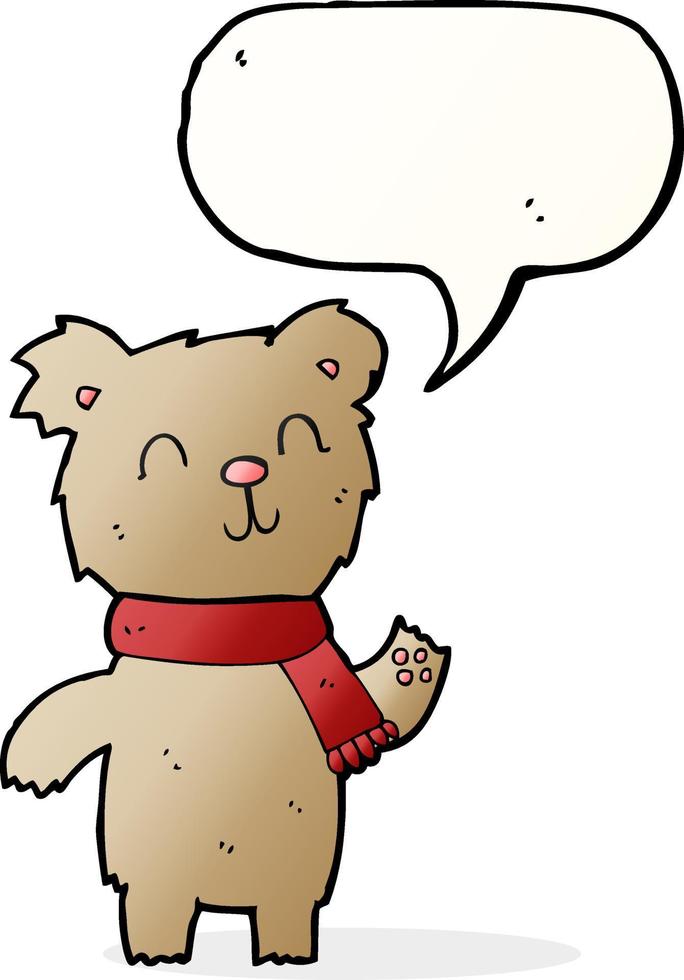 tecknad serie söt teddy Björn med Tal bubbla vektor