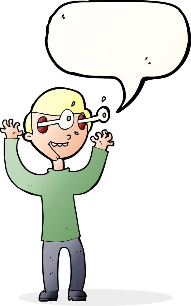 Cartoon-Mann mit herausspringenden Augen mit Sprechblase vektor