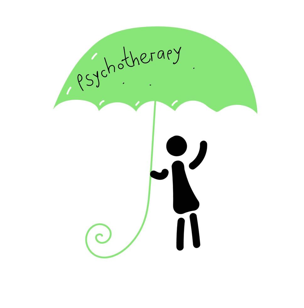 psykoterapi uppkopplad, mental hälsa medvetenhet vecka, vektor klotter illustration