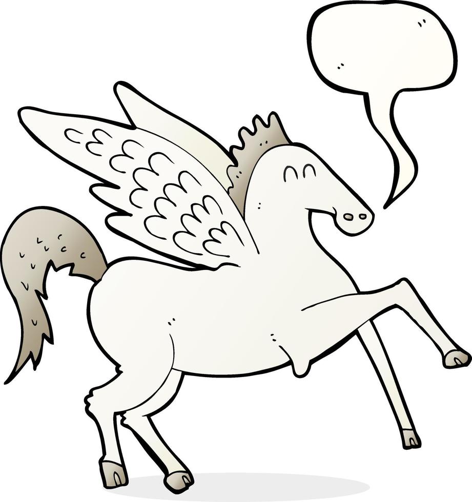 Cartoon-Pegasus mit Sprechblase vektor