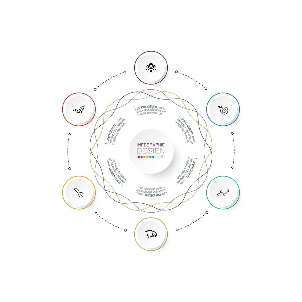 High-Tech-Infografik mit kreisförmigem Umrissstil vektor