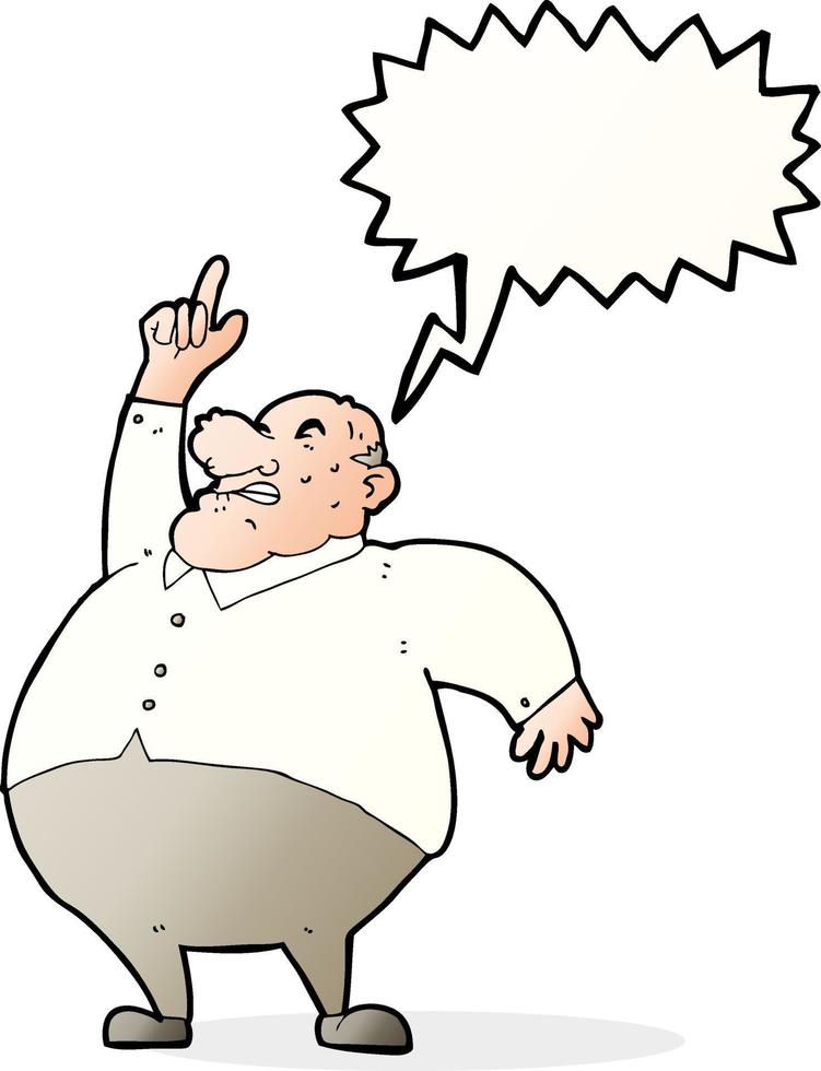 karikatur großer fetter chef mit sprechblase vektor