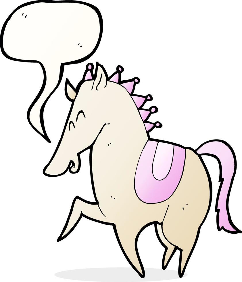 tecknad serie dansande häst med Tal bubbla vektor