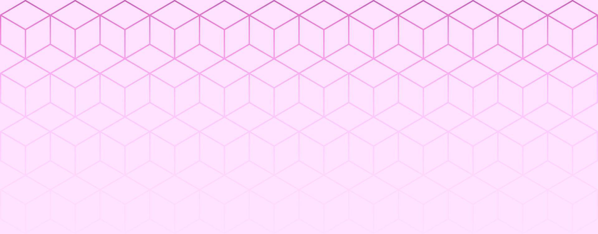 abstrakter geometrischer hintergrund mit isometrischen würfelmustern mit verlaufsumrissen in hellrosa coloros vektor