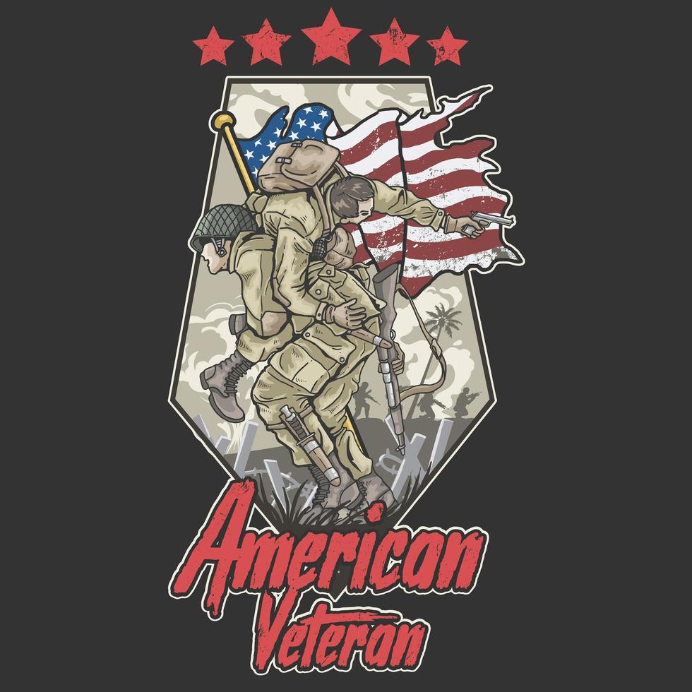 amerikansk armé veteran design med soldat som bärs vektor