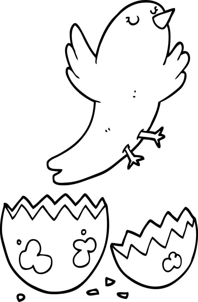 karikaturvogel, der vom ei schlüpft vektor