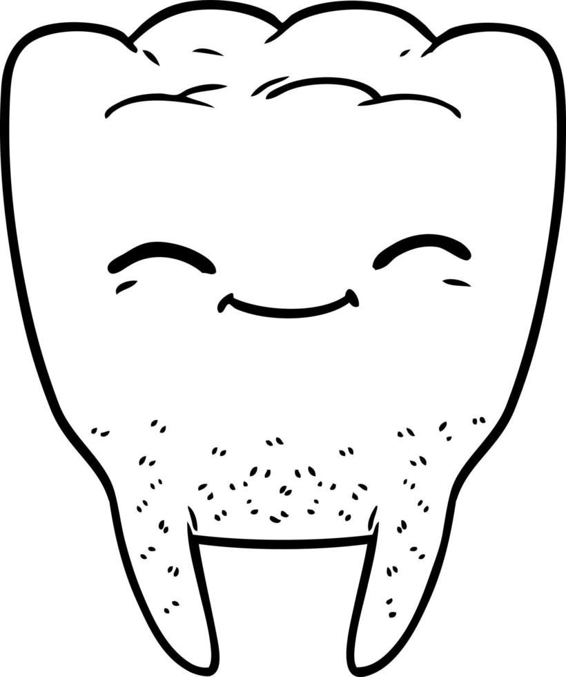 tecknad serie linje teckning tand vektor