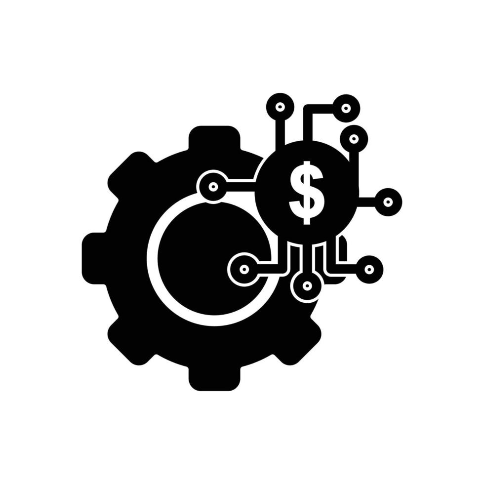 Zahnradsymbolillustration mit Dollar. Symbol im Zusammenhang mit Fintech. Glyphen-Symbolstil. einfaches Design editierbar vektor