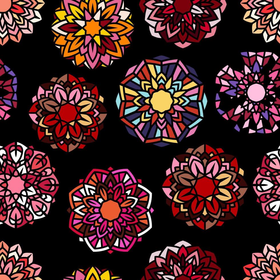 skalor sömlös mönster från blomma mandalas. orientalisk silhuett bakgrund vektor