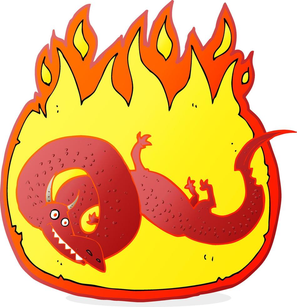 tecknad serie flammande drake vektor