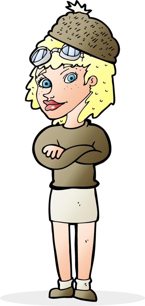 Cartoon-Frau mit Wintermütze vektor