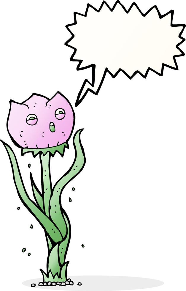 Cartoon-Blume mit Sprechblase vektor