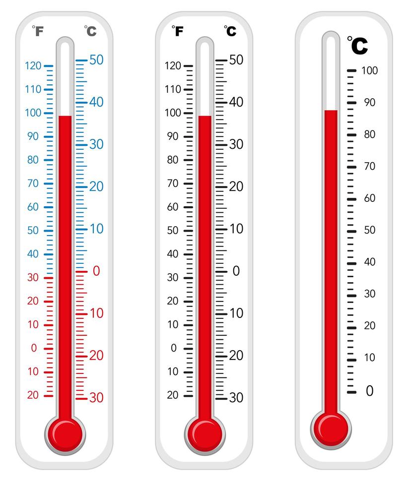 termometrar med olika grader vektor