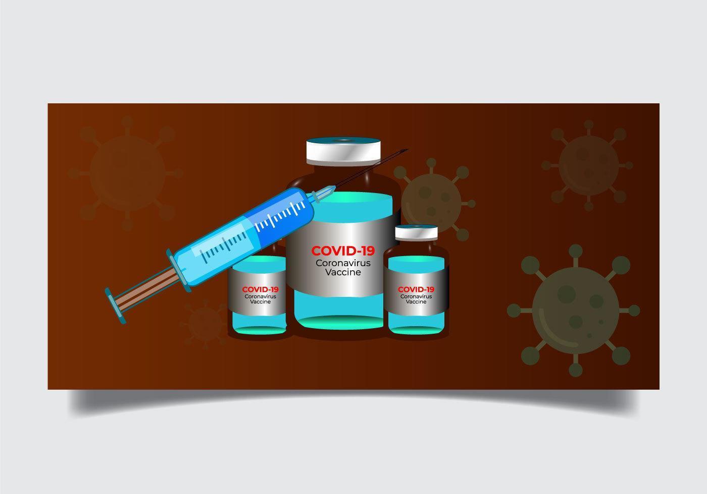 Coronavirus-Impfflasche und Spritzenset vektor
